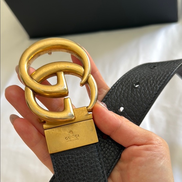 Gucci logo belt gold tone